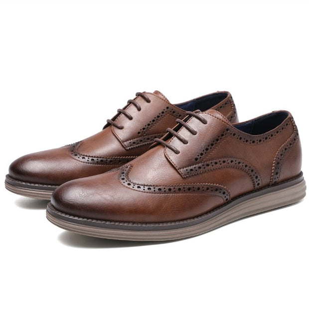 West Louis™ Genuine Leather Smart Business Brogue Dress Shoes