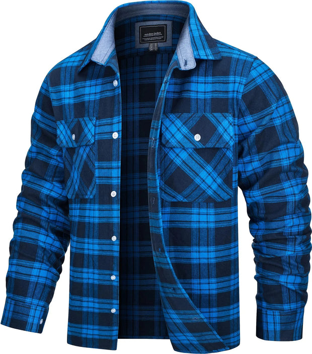 West Louis™ Button Down Cotton Plaid Flannel Lumberjack Shirt