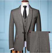 West Louis™ Gentleman Classic Plaid Formal Business Slim 3-Piece Suit