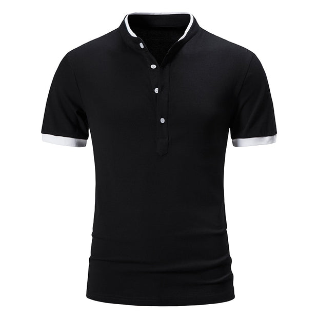 West Louis™ Cotton Short Sleeve Solid Color Polo Shirt