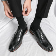 West Louis™ Classic Business Formal Pointed Leather Oxford Shoes