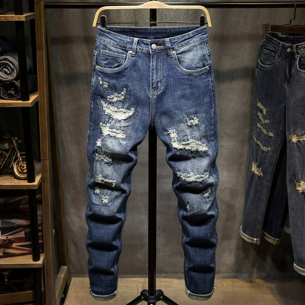 West Louis™ Distressed Ripped Hip Hop Style Denim Jeans