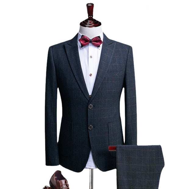 West Louis™ Tailored Plaid Formal Business-Men 3-Piece Suit