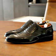 West Louis™ Formal Genuine Leather Business-Men Brogue Oxford Shoes