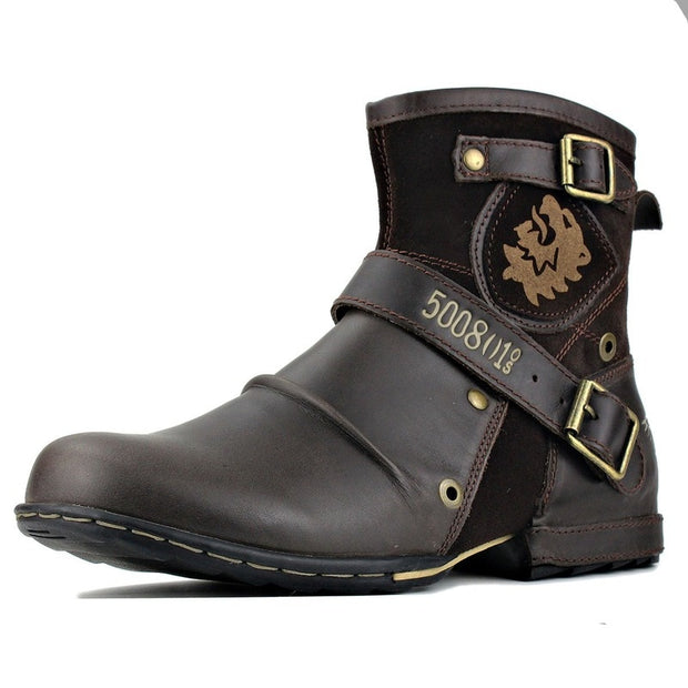 West Louis™ Western Cowboy Buckle Ankle Martin Boots