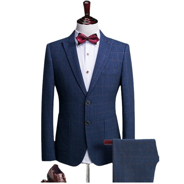 West Louis™ Tailored Plaid Formal Business-Men 3-Piece Suit