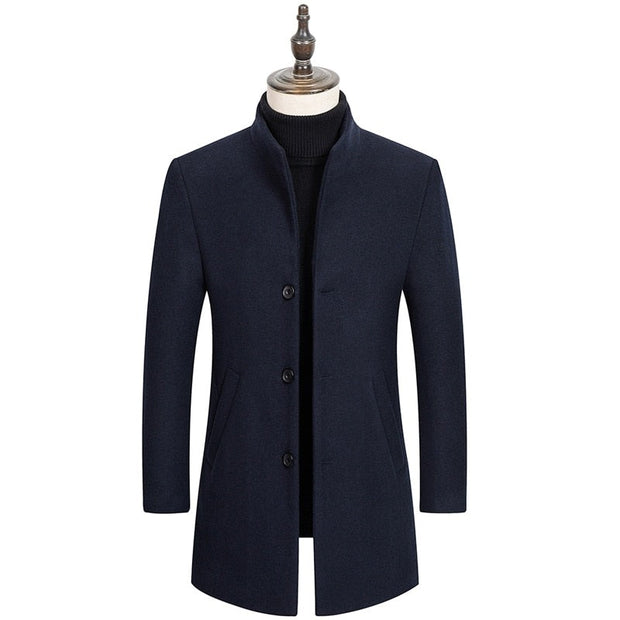 West Louis™ Boutique Stand Collar Woolen Business Long Coat