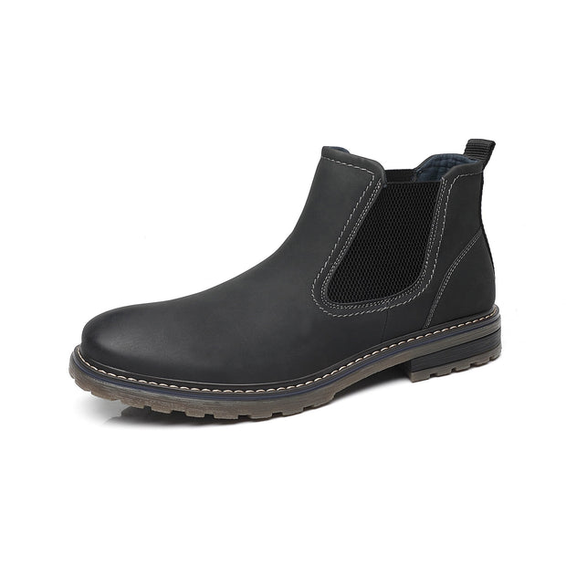 West Louis™ Handmade Leather Elastic Strap Business Chelsea Boots