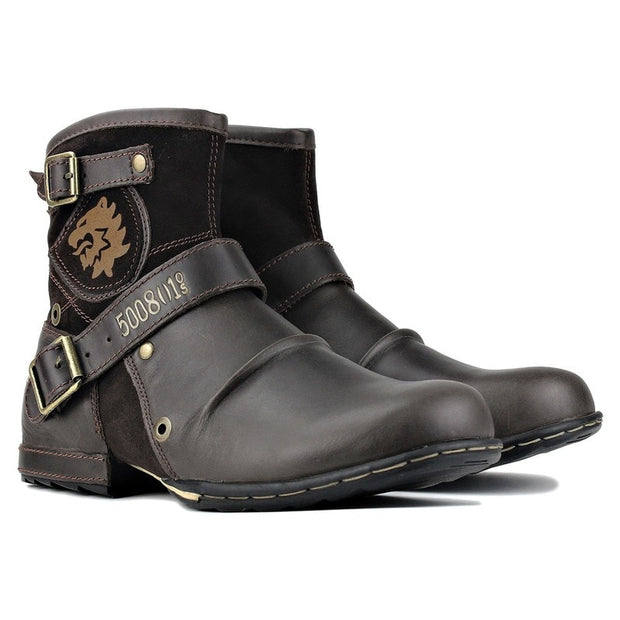 West Louis™ Western Cowboy Buckle Ankle Martin Boots