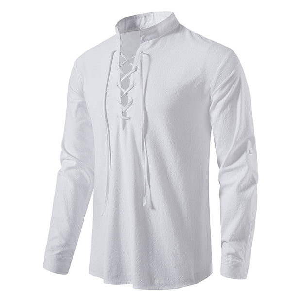 West Louis™ Casual Long Sleeve Button Loose Linen Henley Shirt