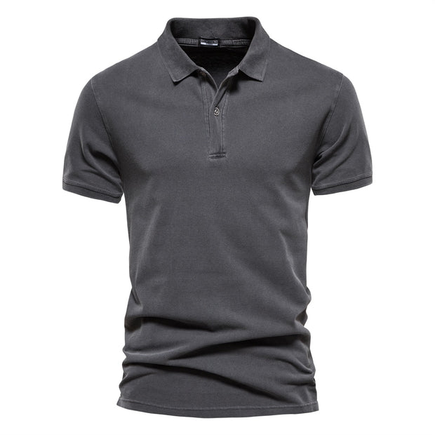 West Louis™ 100% Cotton Casual Short Sleeve Turndown Polo Shirt