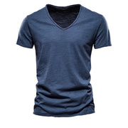 West Louis™ Brand Quality 100% Cotton V-Neck T-shirt