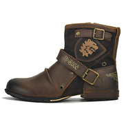 West Louis™ Western Cowboy Buckle Ankle Martin Boots