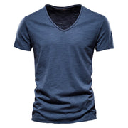 West Louis™ Brand Quality 100% Cotton V-Neck T-shirt