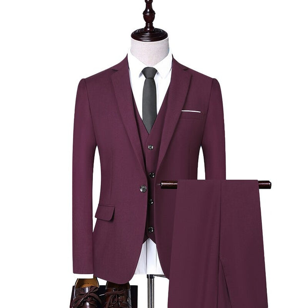 West Louis™ Fashion Solid Color Business Office 3-Piece Suit