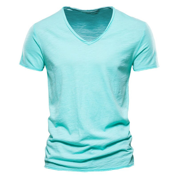 West Louis™ Brand Quality 100% Cotton V-Neck T-shirt