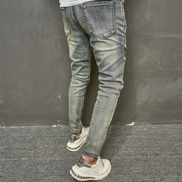 West Louis™ Ripped Pleated Elastic Hip Hop Jeans