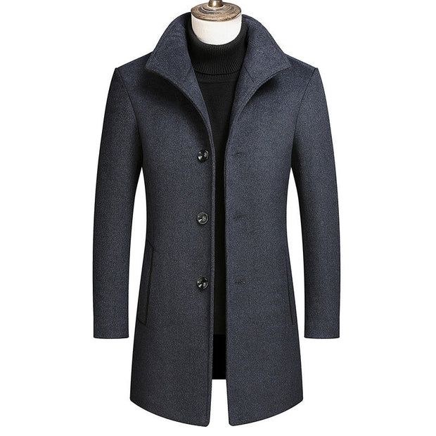 West Louis™ Winter Wool & Blends Stand Collar Long Trench Coat