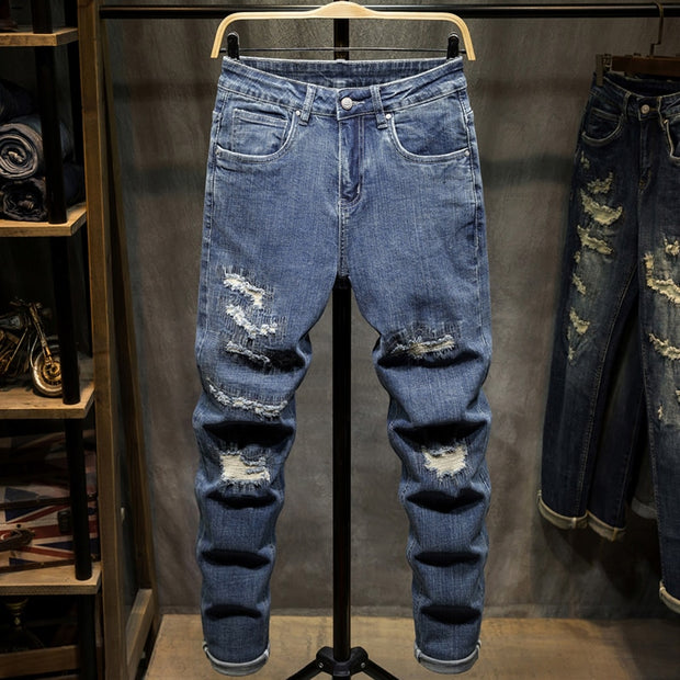 West Louis™ Distressed Ripped Hip Hop Style Denim Jeans