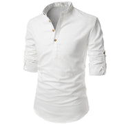 West Louis™ Men Linen Button-Up Henley Shirts