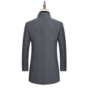 West Louis™ Boutique Stand Collar Woolen Business Long Coat