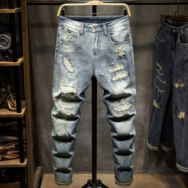 West Louis™ Distressed Ripped Hip Hop Style Denim Jeans