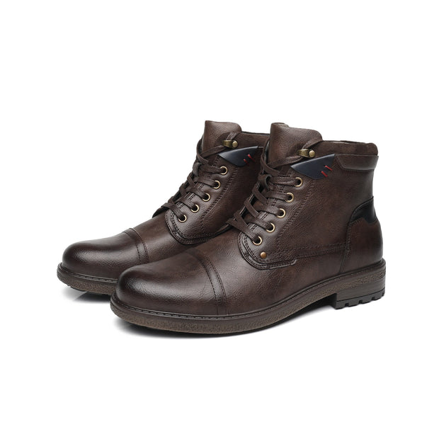 West Louis™ Designer Office Formal Round-Toe Leather Boots