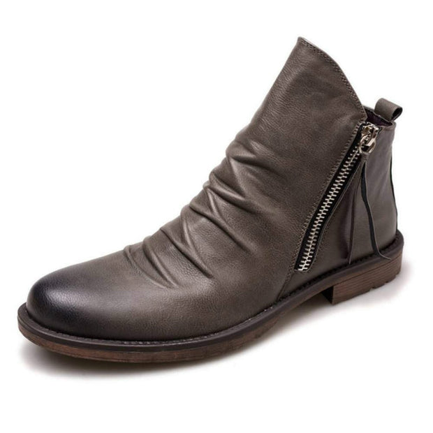 West Louis™ Leather High-Top Tassel Zip PU Leather Boots