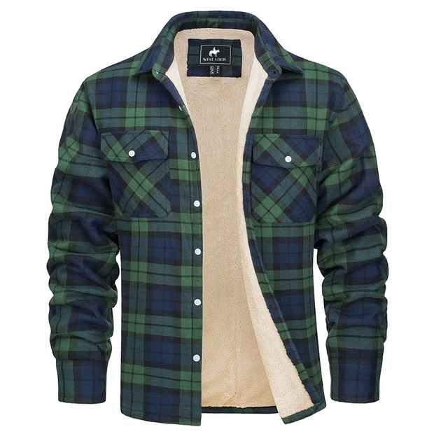 West Louis™ Fleece Plaid Flannel Sherpa Shirt Jacket