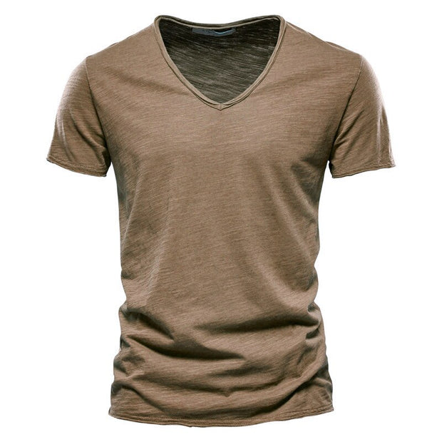 West Louis™ Brand Quality 100% Cotton V-Neck T-shirt