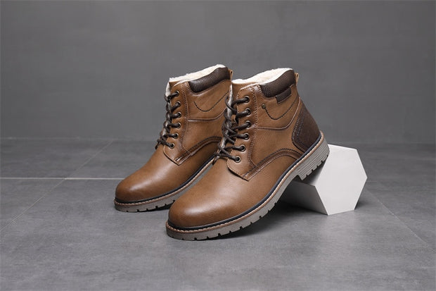 West Louis™ Brand Winter Leather Business Boots