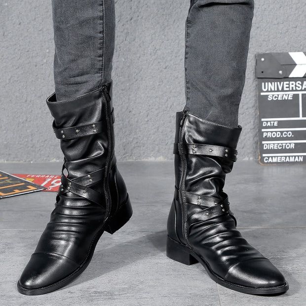West Louis™ Punk Rock Biker Leather Boots