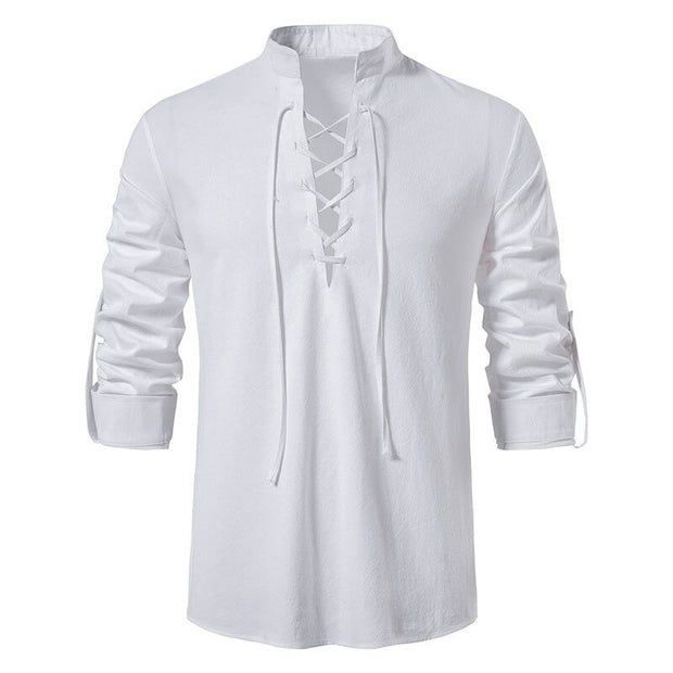 West Louis™ Casual Long Sleeve Button Loose Linen Henley Shirt