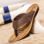 West Louis™ Cow Leather Fashion Flip Flops Brown / 5.5 - West Louis