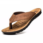 West Louis™ Cow Leather Fashion Flip Flops  - West Louis