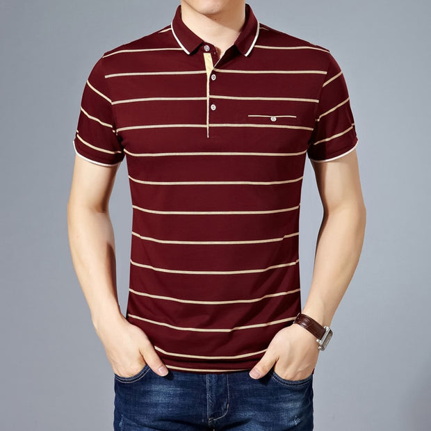 West Louis™ Cotton Fashion Striped Polo