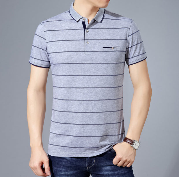 West Louis™ Cotton Fashion Striped Polo