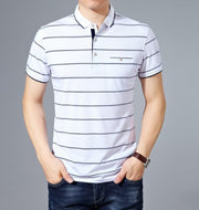 West Louis™ Cotton Fashion Striped Polo