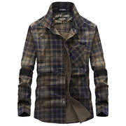 West Louis™ Masculin Long Sleeve Plaid Shirt