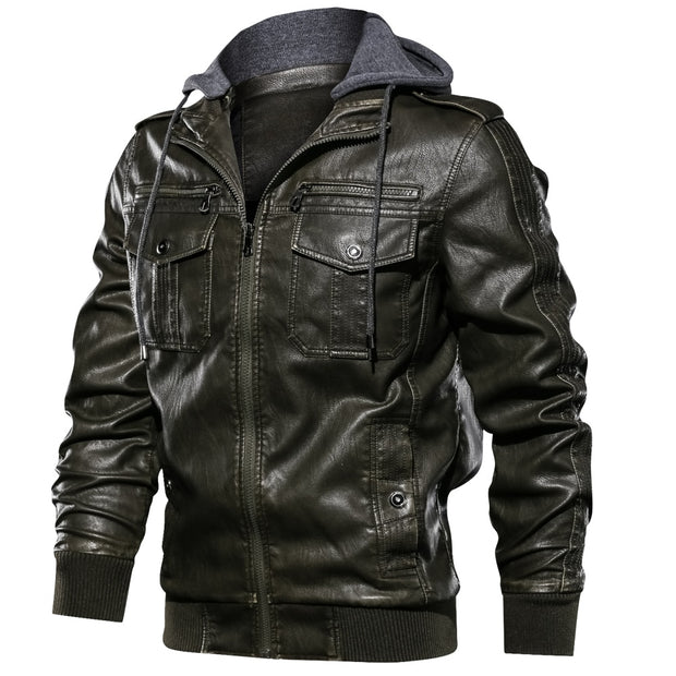 West Louis™ Military Style Leather Jacket