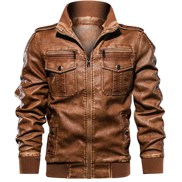 West Louis™ Military Style Leather Jacket