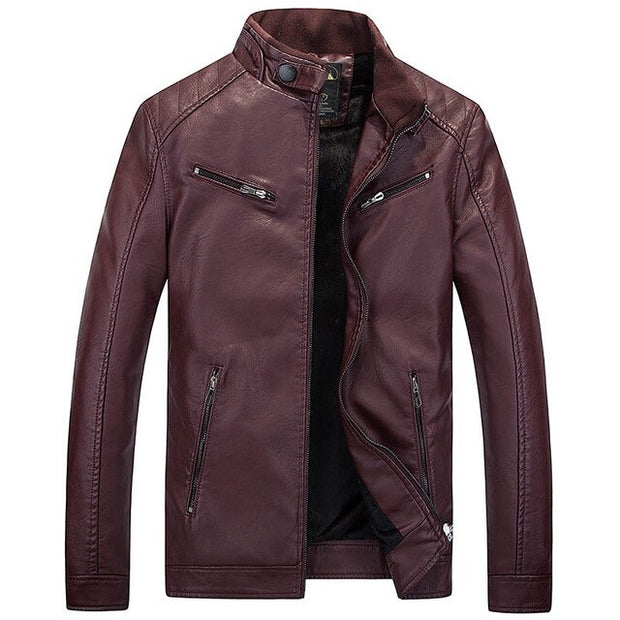 West Louis™ PU Pocket Zipper Leather Jacket