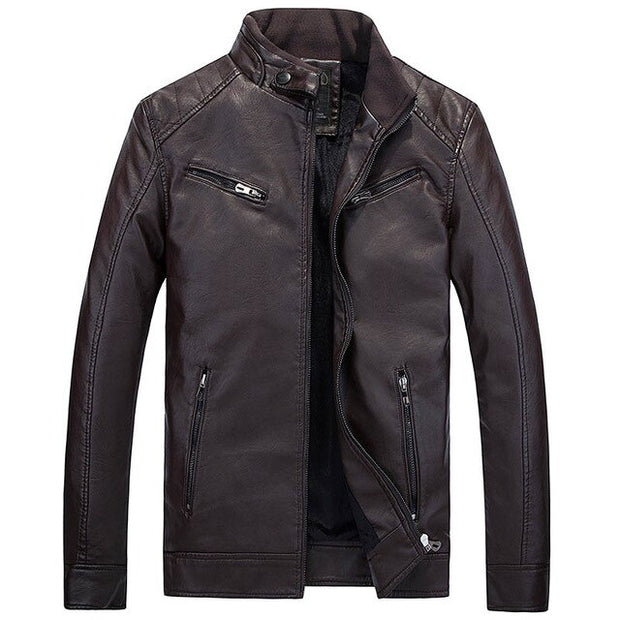 West Louis™ PU Pocket Zipper Leather Jacket
