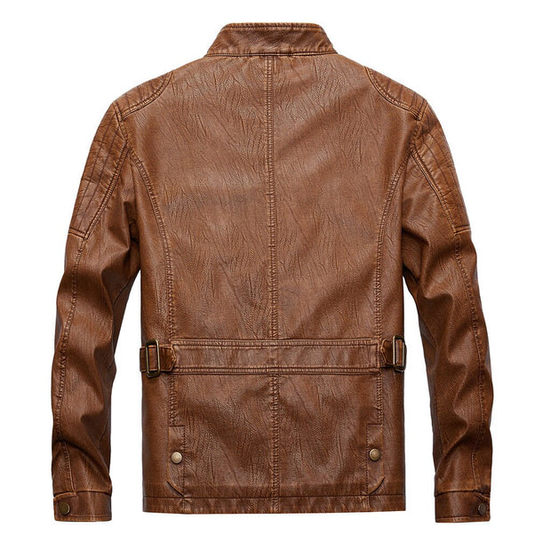 West Louis™ Pockets Outwear Leather Jacket