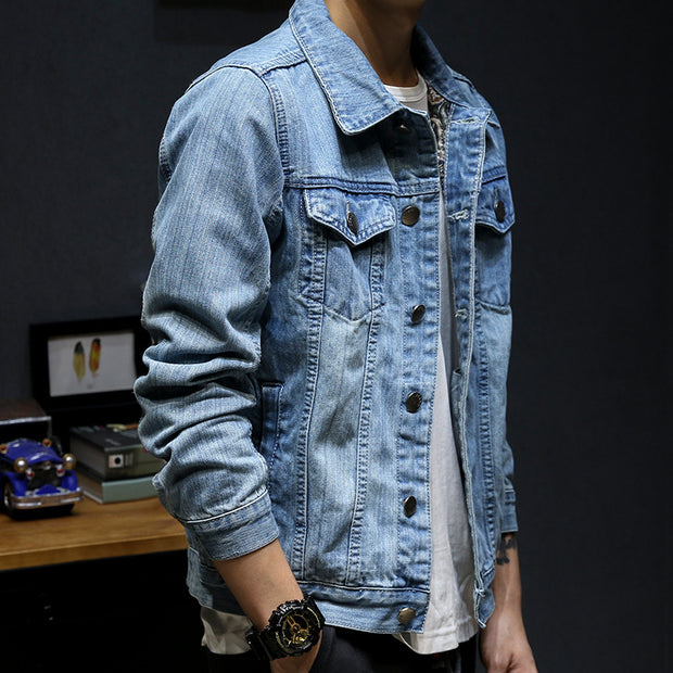 West Louis™ Street Style Slick Denim Jacket