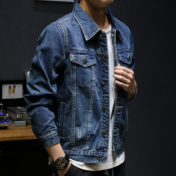 West Louis™ Street Style Slick Denim Jacket