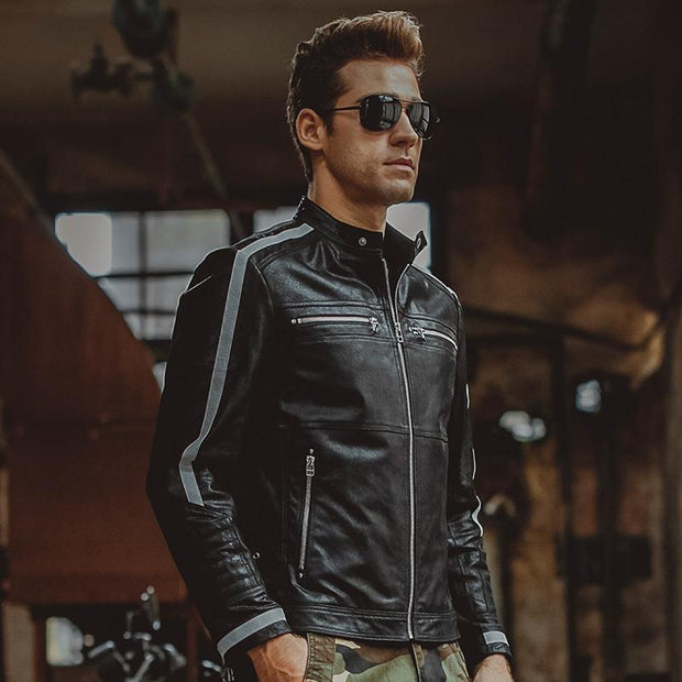 West Louis™ Genuine Leather Bikers Jacket  - West Louis