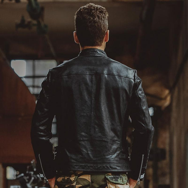 West Louis™ Genuine Leather Bikers Jacket  - West Louis