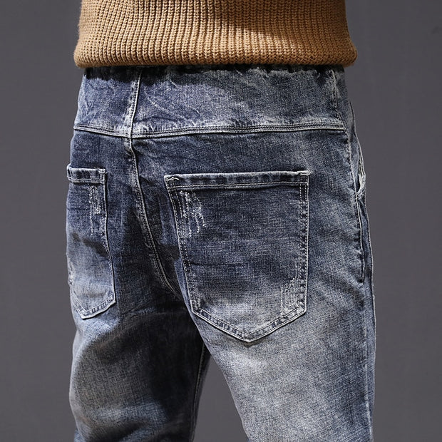 West Louis™ Elastic Waist Ruched Leisure Jeans