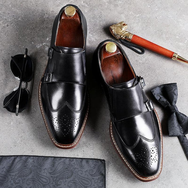 West Louis™ Monk Genuine Leather Shoes With Buckle